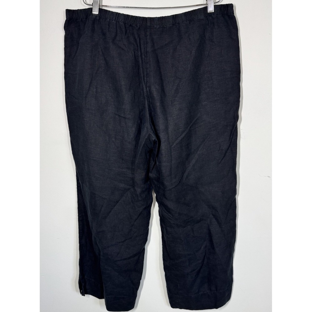 J. Jill Women's Pull On Cropped Wide Leg Linen Pants Size LT Black Lagenlook - Picture 6 of 11